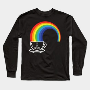 Cup Of Awesome Cool Creative Colorful Rainbow Coffee Design Long Sleeve T-Shirt